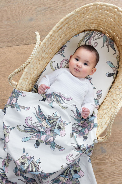 Lila the Unicorn Bassinet Sheet - Colour