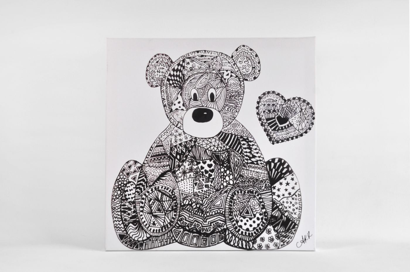 Tallulah the Teddy Nursery Canvas Wall Art - Black and White