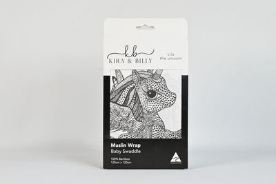 Lila the Unicorn Muslin Swaddle - Black and White
