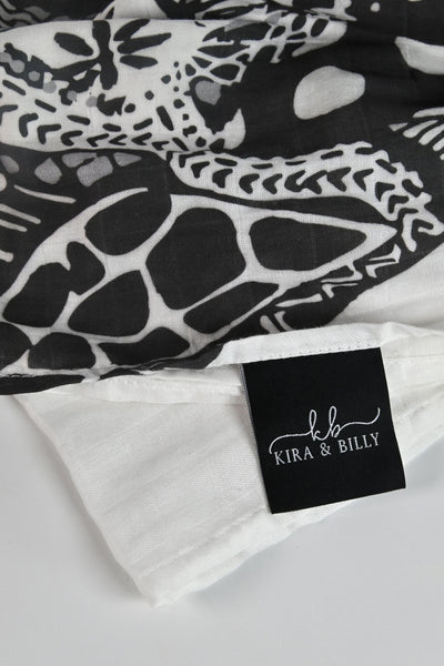 Gezabel the Giraffe Muslin Swaddle - Black and White