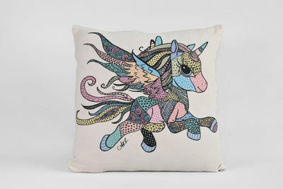 Lila the Unicorn Linen Cushion