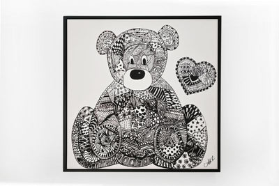 Tallulah the Teddy Nursery Canvas Wall Art - Black and White