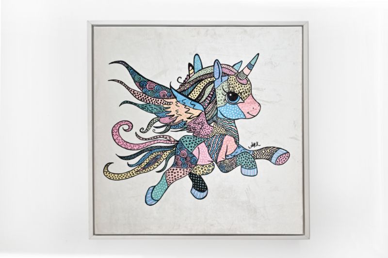 Lila the Unicorn Velour Canvas Wall Art