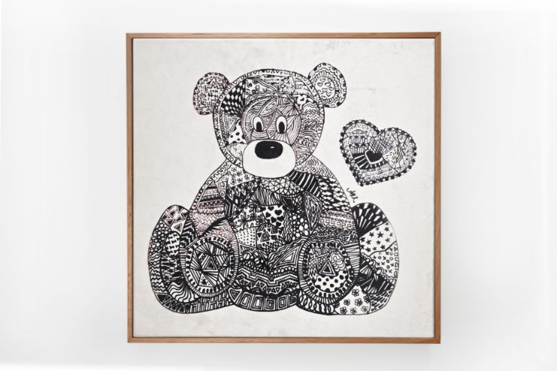 Tallulah the Teddy Velour Canvas Wall Art