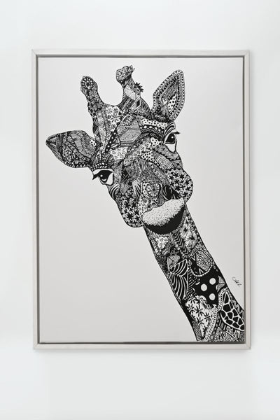 Gezabel the Giraffe Nursery Canvas Wall Art - Black and White