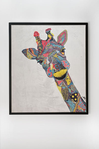 Gezabel the Giraffe Velour Canvas Wall Art