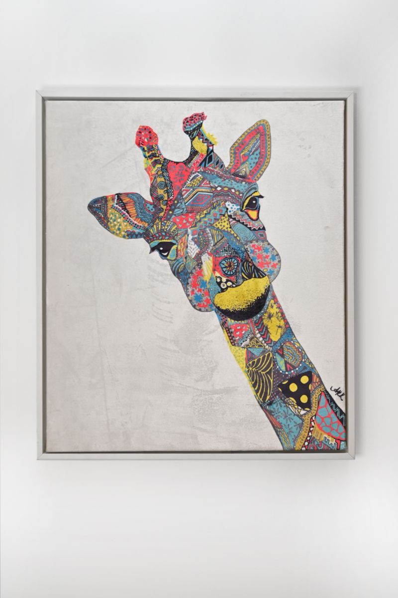 Gezabel the Giraffe Velour Canvas Wall Art
